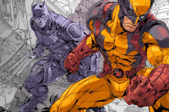 create  fantasy action superhero comic story illustrations