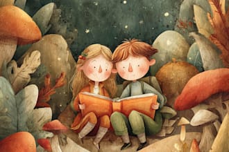 handcraft whimsical watercolor illustrations for children books