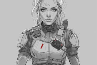 sketch of your character, sci fi fantasy, cyberpunk