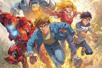 create  fantasy superhero  adventure comic illustrations