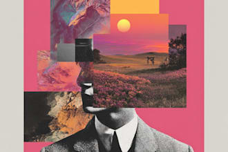design abstract digital collage art, photo collage, album cover