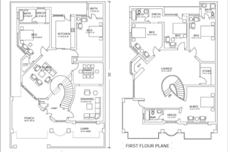 draft 2d architecture plan, master plan,2d revit drawing,3d bird eye view layout