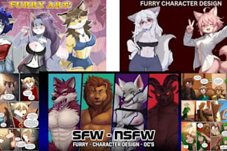 draw a stylized comic page with human or furry characters, furry art nsfw comic