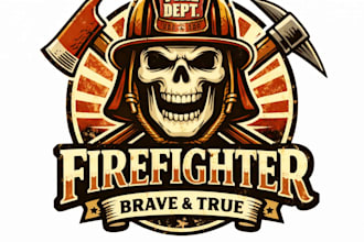 design high quality fire fighter vintage logo with t shirt design