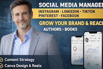 be your social media manager, linkedin, pinterest, instagram, tiktok manager
