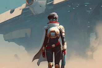 unique sci fi character illustration or sci fi character art
