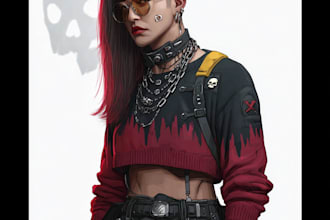 draw fantasy, sci fi, cyberpunk character art for you