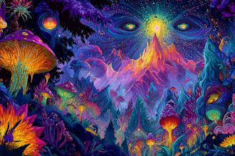 create amazing art of psychedelic, stoner, trippy, cover