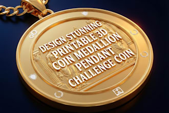 design stunning printable 3d coin medallion, pendant, challenge coin, bas relief