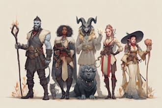 create custom fantasy rpg party illustration