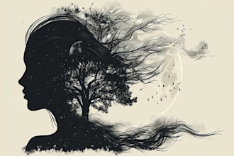 draw awesome line art and silhouette vector illustration