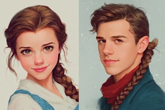 design a disney cartoon portrait