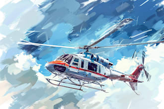 draw aircraft, helicopter into a vector illustration