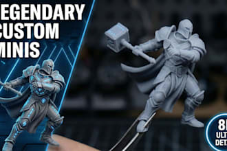 design custom 3d dnd miniatures, 3d sculpting and rpg tabletop characters