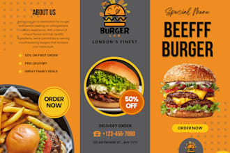 create a minimalist fast food logo and brochure set