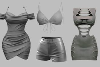 do realistic 3d clothing mesh for second life using clo3d and marvelous designer
