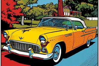 create a classic car pop art roy lichtenstein style