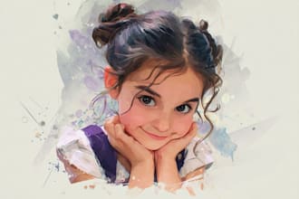 create disney style wedding portrait illustration