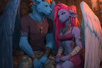 draw furry art, furry oc, fursona, anthro, reference sheet , avatar, sfw, nsfw