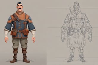 create 2d modeling character for your game or animation