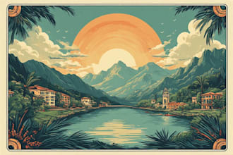 design vintage, retro and art deco travel posters