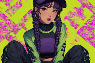create cyberpunk illustration anime for poster music cover