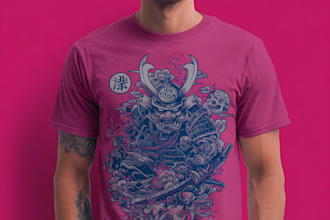 do a japanese t shirt illustration
