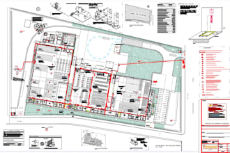 review and redraw your vector 2d site plan, office layout or property map