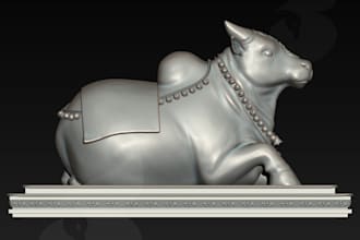 sculpt sacred bull, temple sculptures in z brush, 3d model