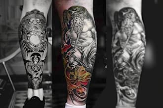 create a tattoo design for leg sleeve