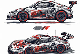 create racing car wrap, itasha wrap design with extreme
