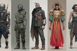 create scifi, fantasy, superhero character design
