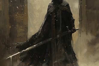 create dark medieval art illustration for you