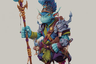 make prop character in fantasy illustration style for you