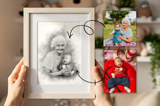 add deceased loved one to photo, custom memorial gift portrait