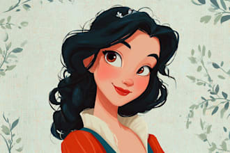 illustrate a disney cartoon illustration for you