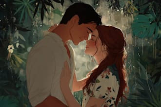 do a cartoon disney couple portrait