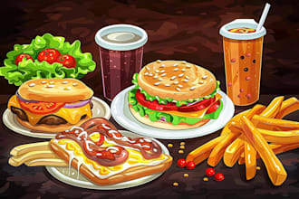 draw amazing food vector illustration