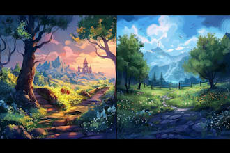 draw a natural landscape and background illustration