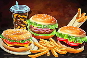 draw food and drink vector illustrations from photos