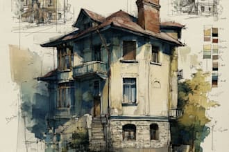 hand drawn artistic watercolor art