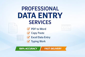 do data entry, typing work and copy paste professionally