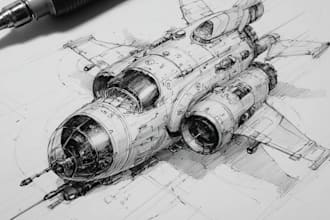 draw sci fi spaceship concept art or vehicle design for you