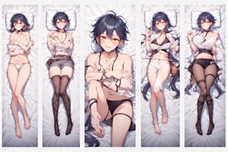 draw custom dakimakura body pillow anime art, oc, waifu, husbando, sfw