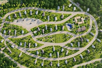 design 3d urban town housing, real estate master plan, site property, map render