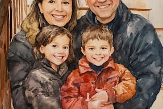 custom watercolor family portrait from photo