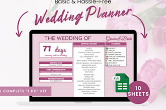 design a wedding event planner and tracker google sheets spread sheet template