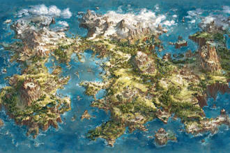 paint a outstanding fantasy vector vintage map, event maps illustration