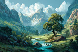 paint a conceptual fantasy environmental background landscape