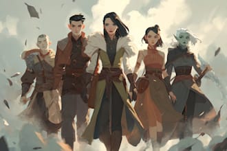 professionally draw your dnd character or party
